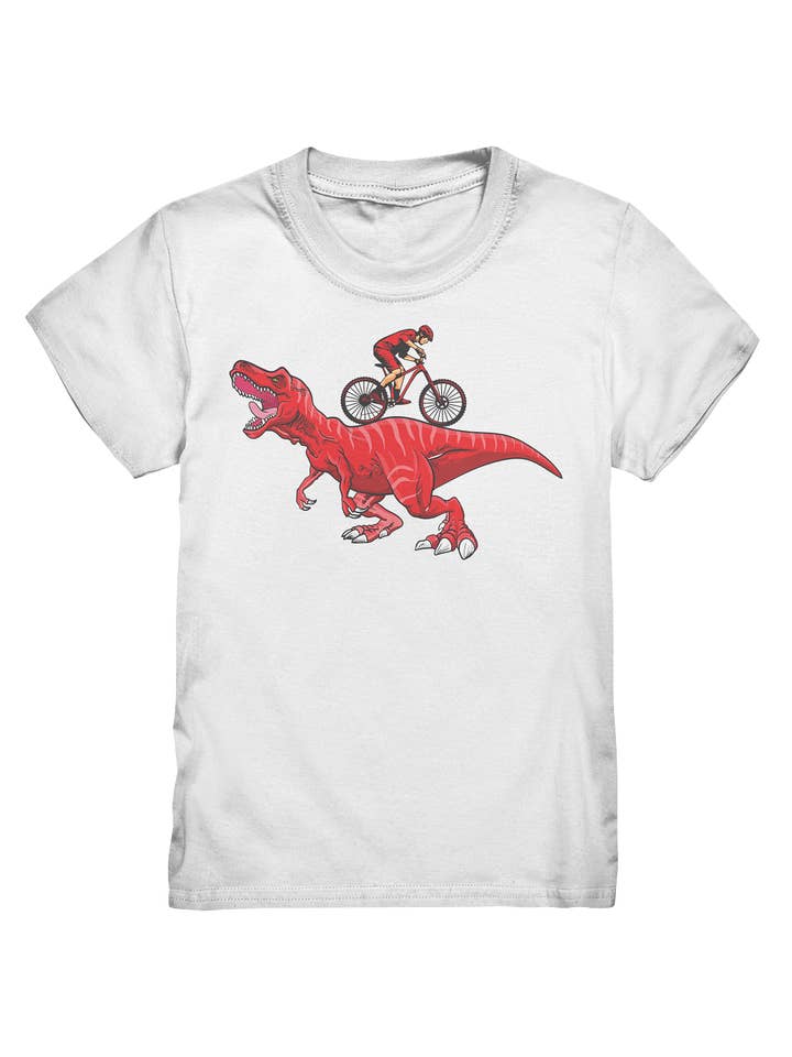 Tigerlino® - Wholesale Screen Printed T-Shirt - Kids - Dinosaur bike dinosaur kids t-shirt2