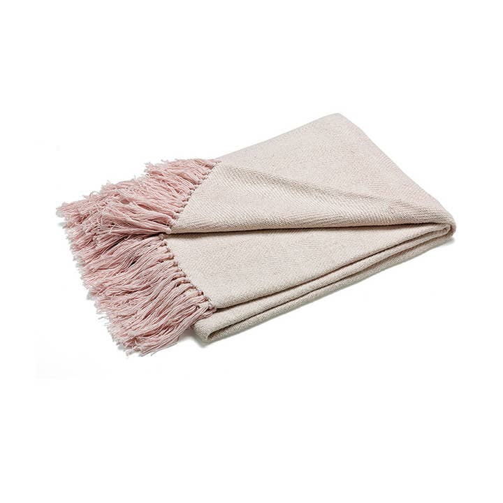 73012080 Plaid Fishbone 130x170 cm dustypink/nature for wholesale by Etol