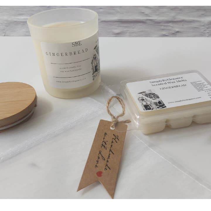 Bougie parfumée au pain d'épice en verre de soja de 6 oz et cire fondante pour la vente par Simplybyelegance