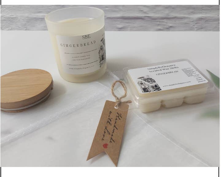 Simplybyelegance - Wholesale Jar/Filled Candle - Gingerbread Scented Soy Frost Glass 6oz Candle & Wax Melts0