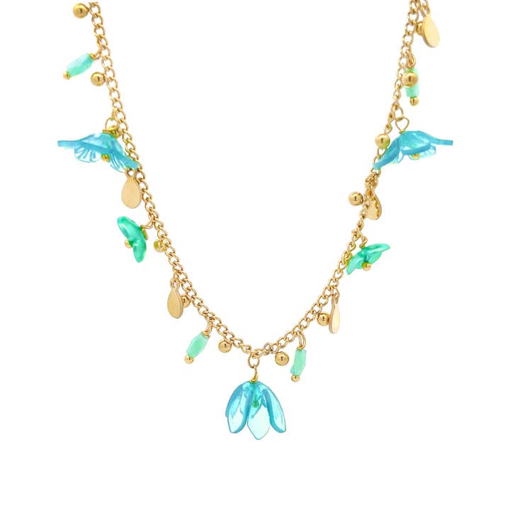 Necklace with Hanging Flowers - YN22135D518 for wholesale by AMORINO SRL