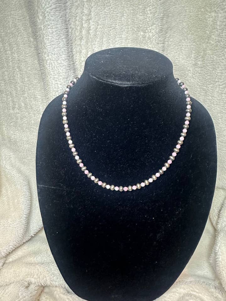 6MM pearl 4mm pink conch necklace - sterling silver pearls for wholesale by BDN Boutique