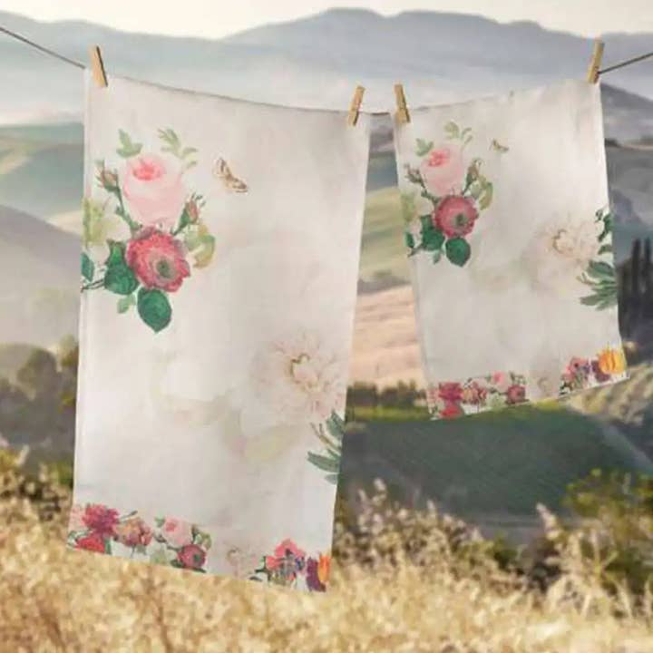 Towels Set “Garden Eden”, pure linen 100% made in Italy for wholesale by The Napking
