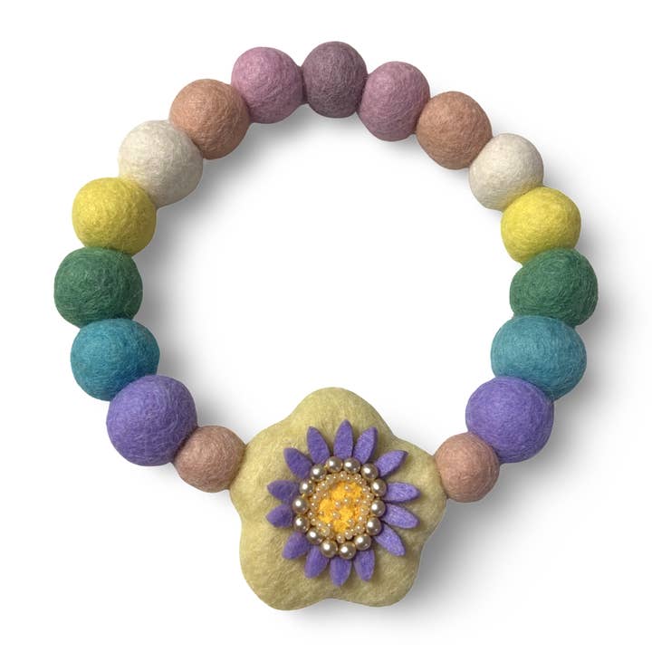 Spring Lilac Flower - Personalised Pom Pom Dog Collar for wholesale by Puppies & Pom Poms