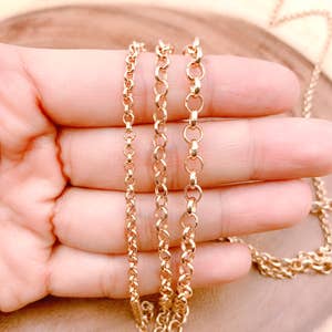 18k Gold Filled 2mm Rolo Chain or Bracelet with Extender Wholesale