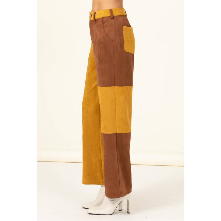 HYFVE - Wholesale Pants - Women's - Faux Suede Color Block Pants6