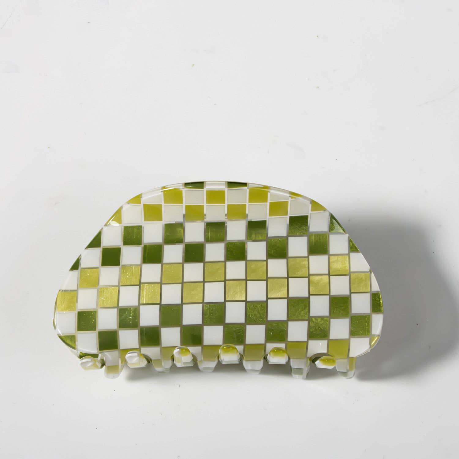 ACCITY - Wholesale Hair Clip - Women's - Checkerboard Acrylic Hair Claw Clip Half Round _CWAHA03269