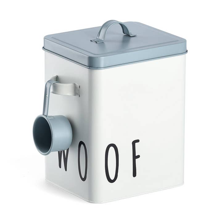 Zeller Present - Wholesale Pet Bowl - Cat/Dog - Pet food can "Woof", metal, white/blue0