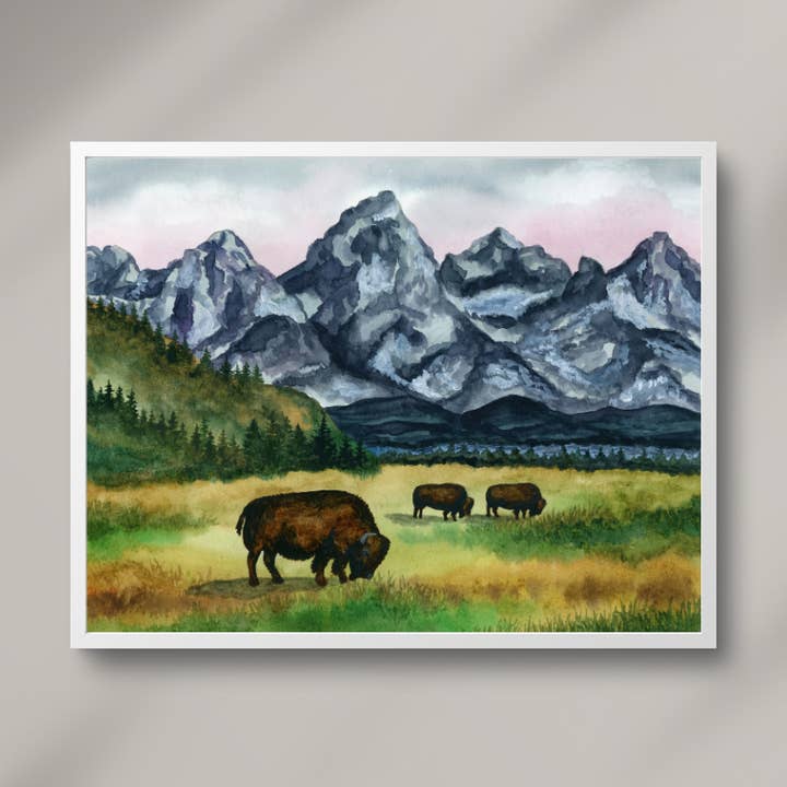 Grand Teton National Park Art Print | Watercolor Landscape for wholesale by Kendra VanDruff Watercolors