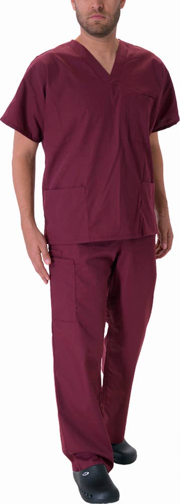 Eastern Off Price - Wholesale Healthcare Uniform - Men's - Natural Workwear Uniform Scrub Set 39070 Burgundy2