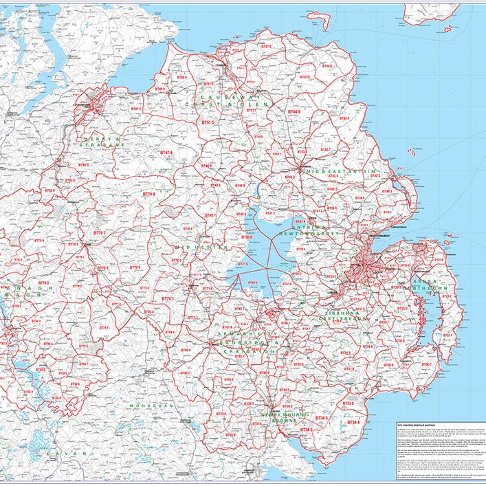 Mapa de Muro de Código Postal de Irlanda del Norte (Belfast) - Mapa del sector 36 para venta al por mayor de Map Marketing Limited