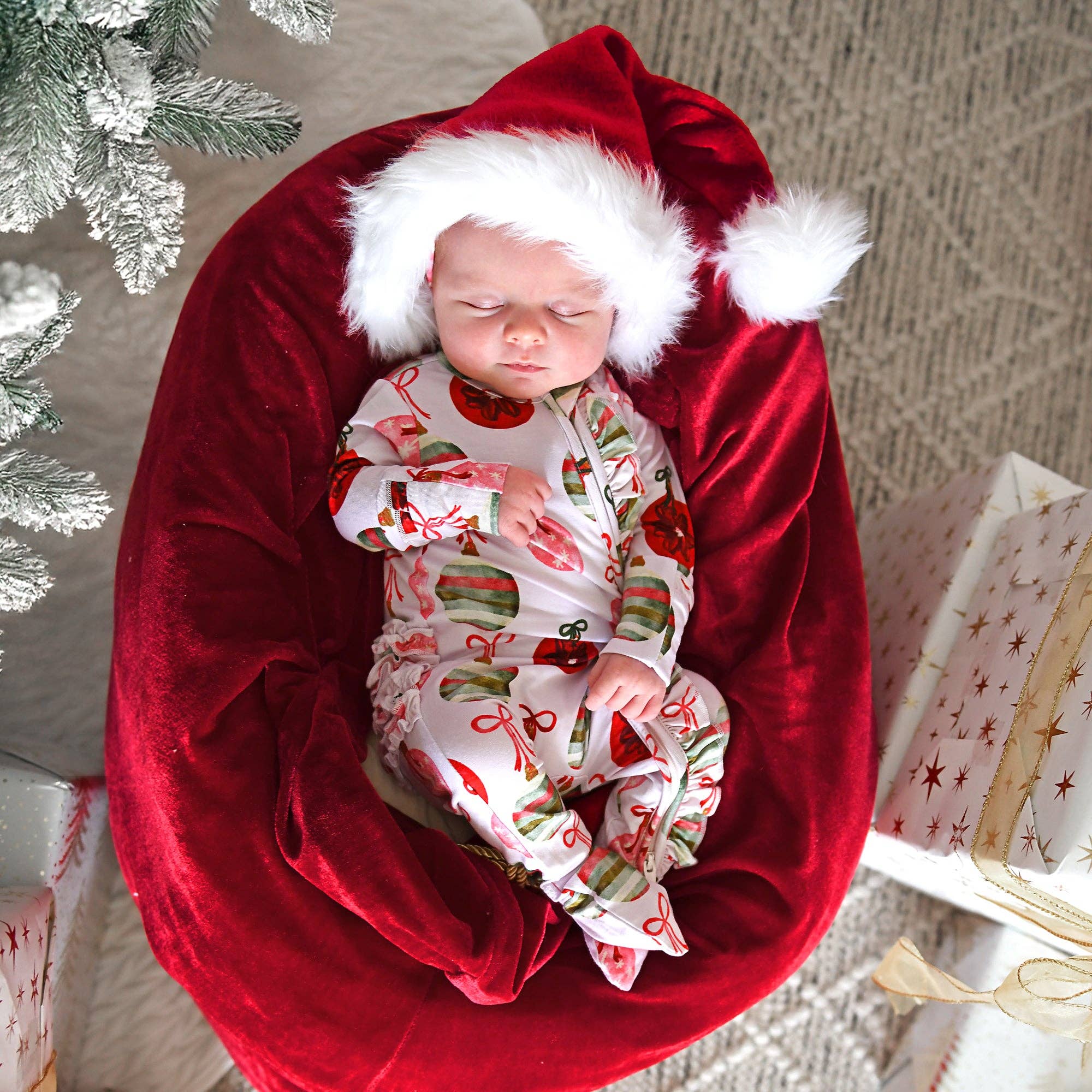 Gigi and Max - Wholesale Jumpsuit - Baby - Kit Ornaments RUFFLE ZIP xmas bamboo baby one piece outfit9