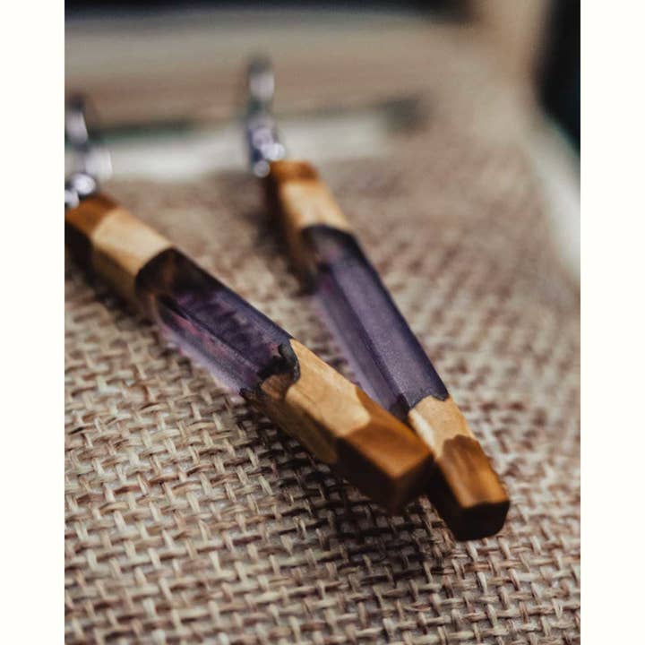 Orecchini con lente d'ingrandimento in eucalipto per la vendita all'ingrosso da parte di Gautrot