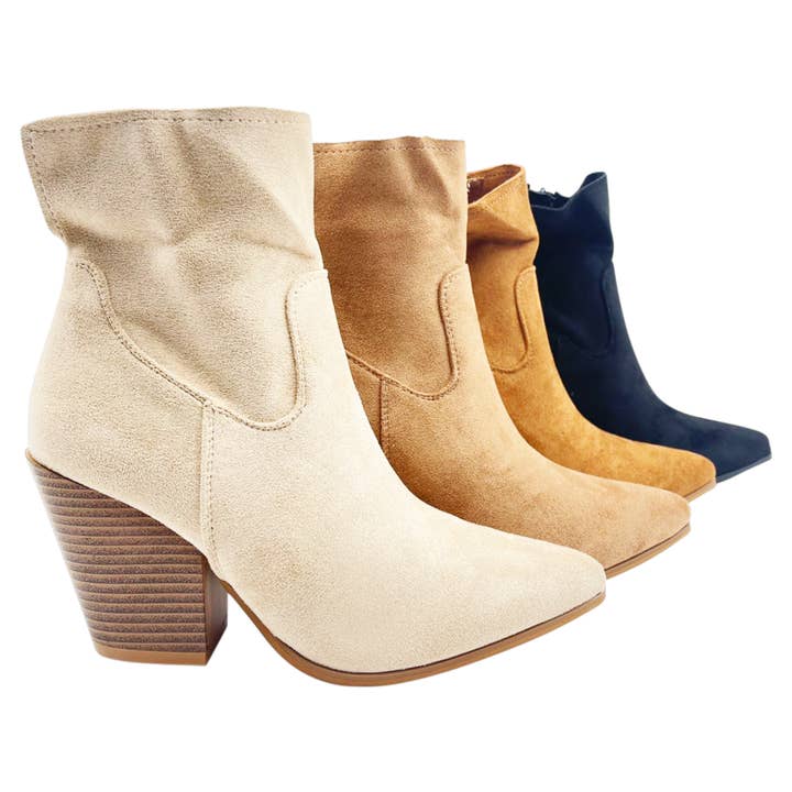 High Rise Faux Suede Cowboy Boots FR693 for wholesale by Rentoes