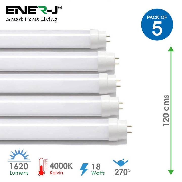 Ener-J T8 LED Nano Plast Rör 120cm 18W, Naturligt Vitt | Förpackning med 5 - 4000K för wholesale av ENER-J