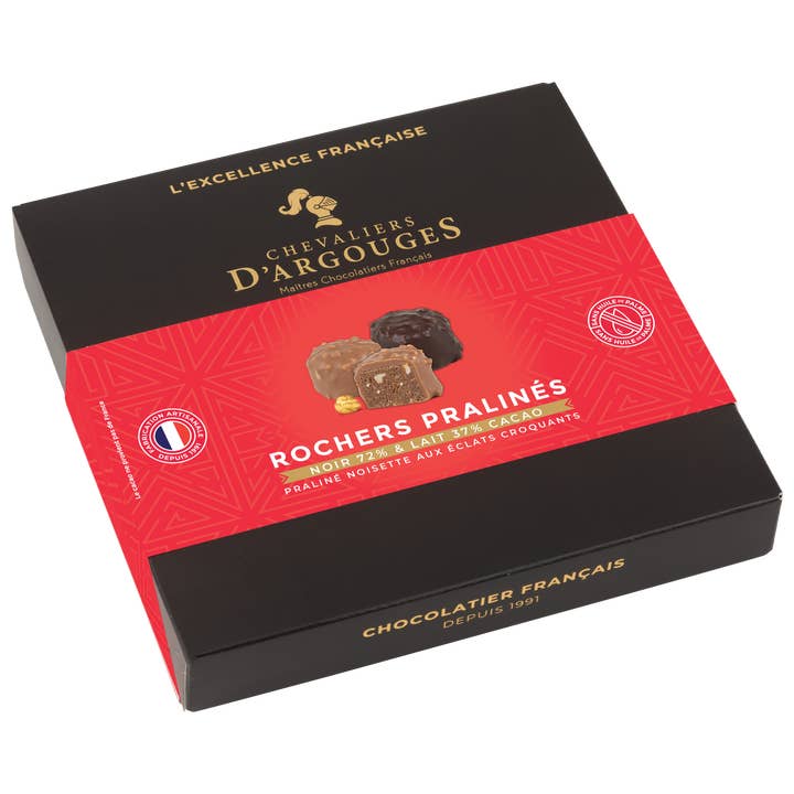 CHRISTMAS ASSORTMENT 16 PRALINE ROCKS - DARK AND MILK CHOCOLATE for wholesale by Chevaliers d'Argouges
