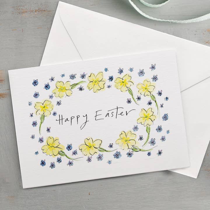 'Primroses & Daisies' Easter Card for wholesale by Gabrielle Solly Illustration