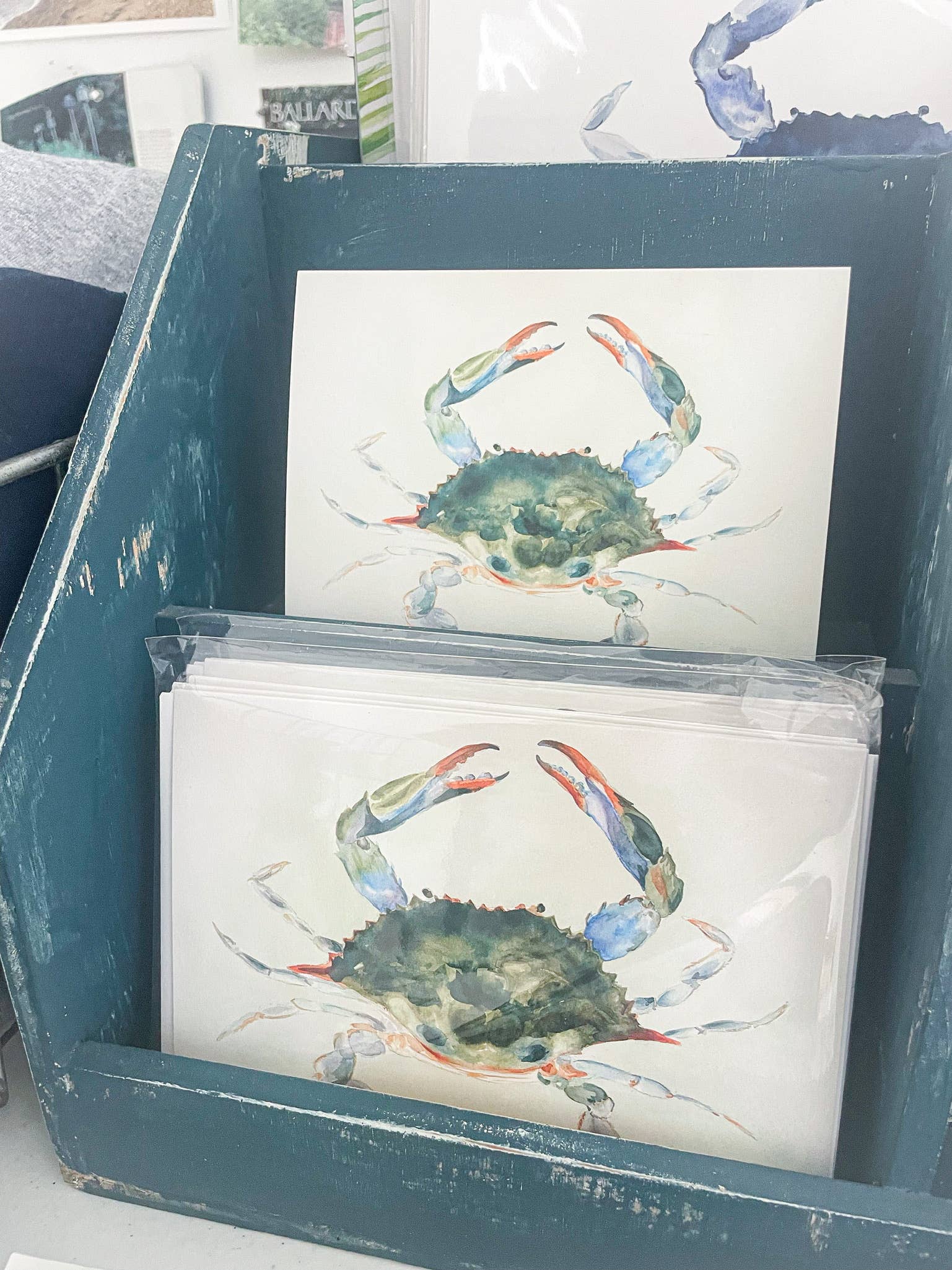 Melissa Hyatt - Wholesale Stationery/Notecard Set - "The Crab" watercolor coastal greeting card1