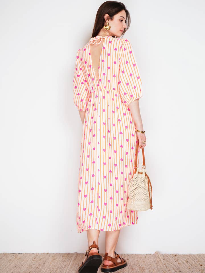 NOELINE – wholesale Dress – Women's – Printed cotton gauze dress 2394-HEART4