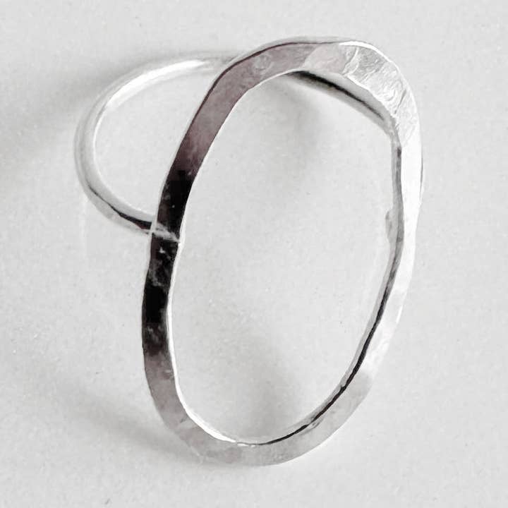 Sterling Silver Geometric Oval Ring for wholesale by Peerless Charm