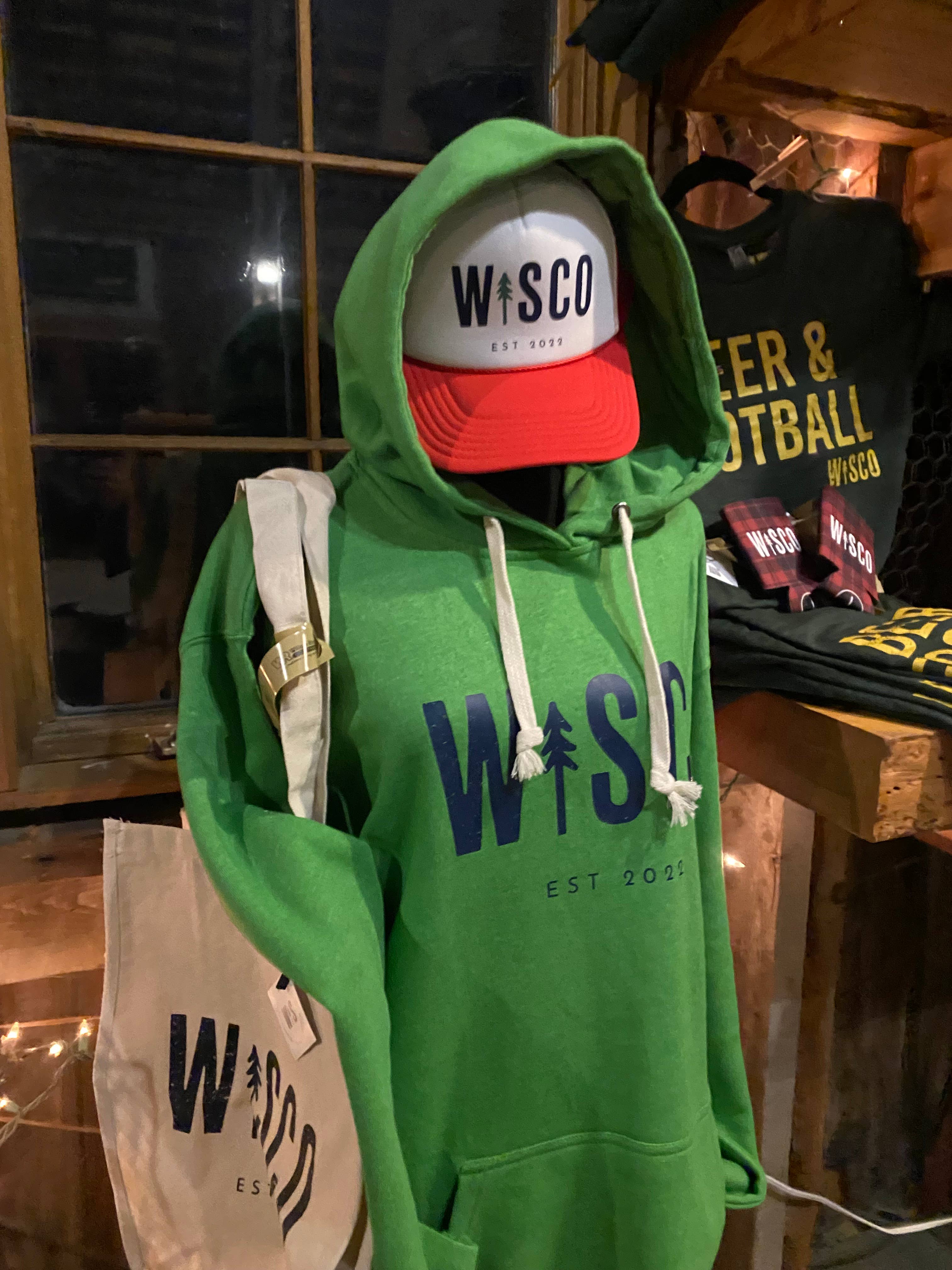 Wisco Clothing Co. - Wholesale Hoodie - Unisex - WISCO Green Navy Unisex Hooded Sweatshirt8