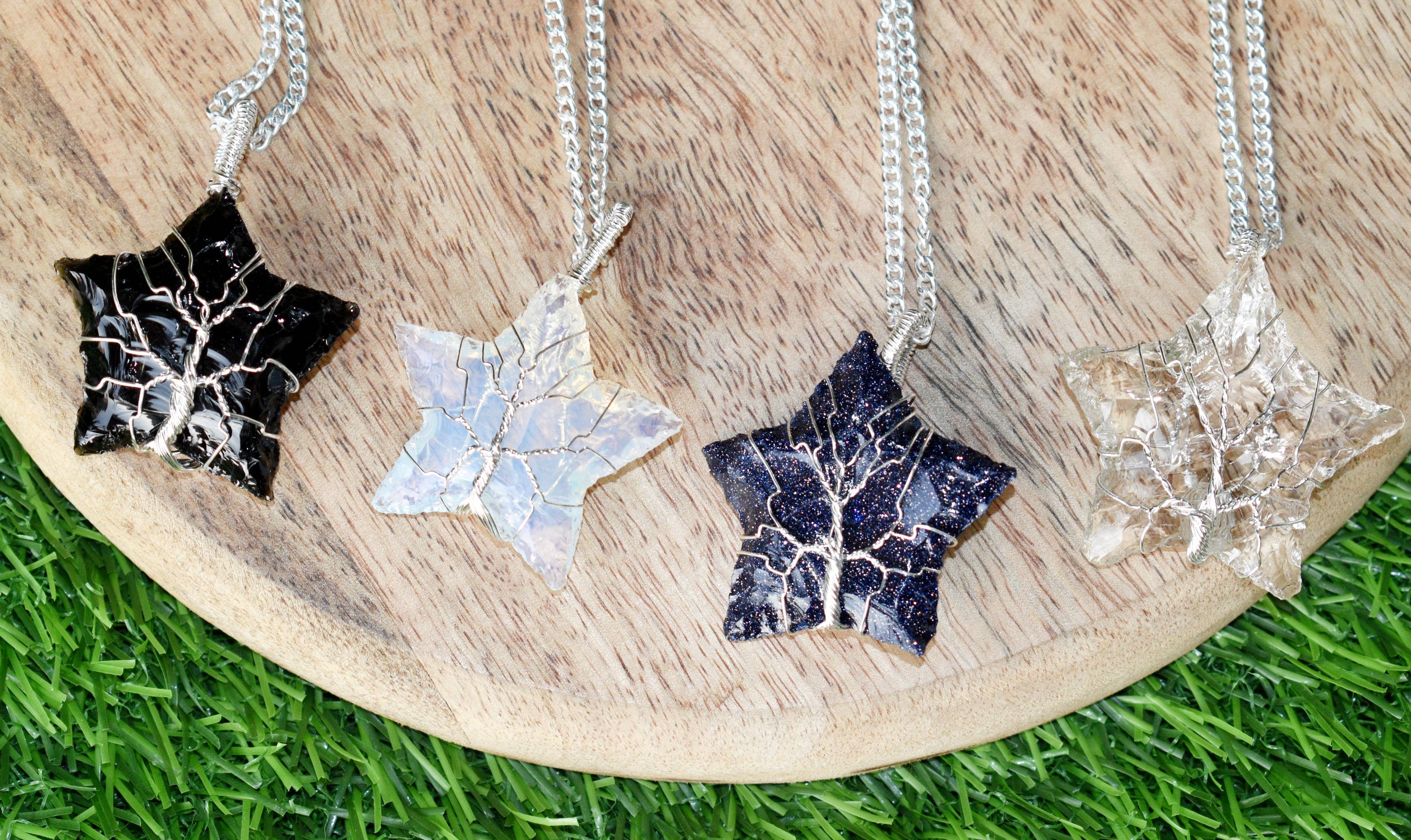 Soothing Crystals - Wholesale Individual Charm/Pendant - Silver Wire Wrapped Crystal Star Pendants Gemstone Necklace8