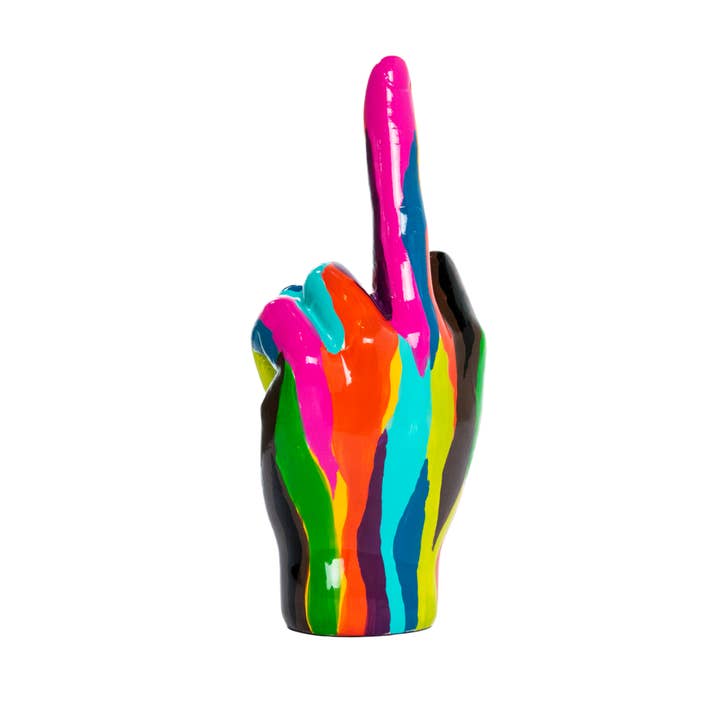 Interior Illusions Plus - Wholesale Sculpture - Graffiti Middle Finger Tabletop - 8.5" tall