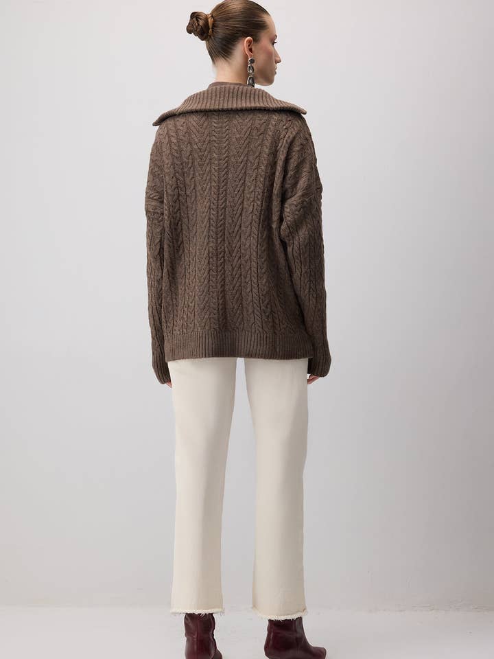 Marrón JERSEY DE PUNTO WINIT CON CREMALLERA de venta al por mayor en Faire4