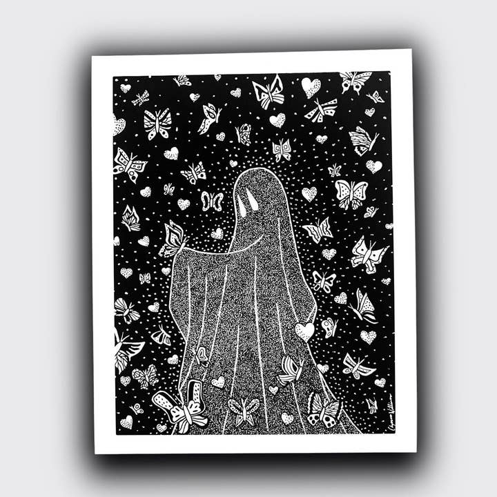 Butterflies in the Night "Little Black Ghost Print" for wholesale by Solo Souls