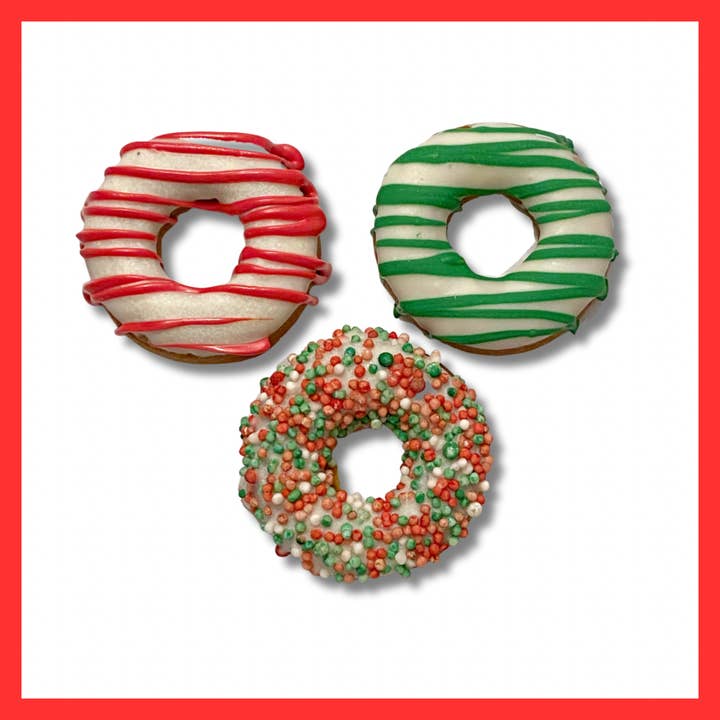 Large Donuts - Christmas Colors for wholesale by Pup Pawtisserie