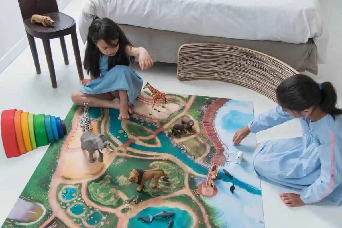CARPETO - Vente Tapis de jeu – enfant et bébé - Tapis de jeu pour enfants Royaume des Animaux -  Grand2