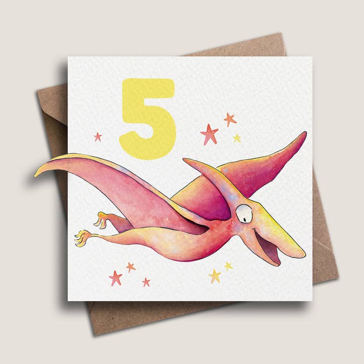 Tarjeta Dinosaur Age 5 para venta al por mayor de PrettyLittleScribbles