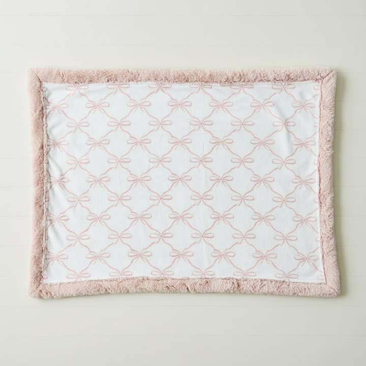 Minky Baby Blanket Pink Bow Nursery Essential Soft Throw for wholesale by Pagel & Sons