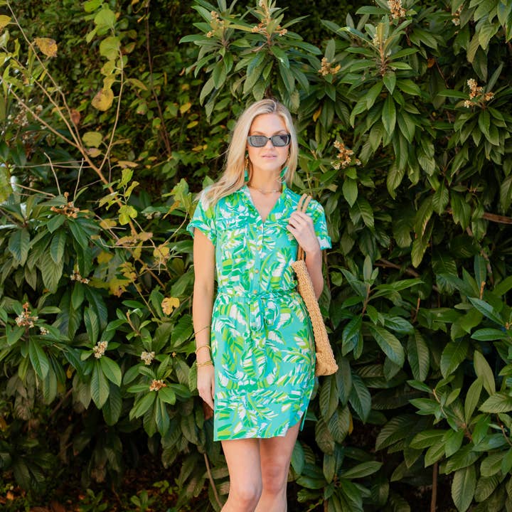 Knit Short Sleeve Layla T-Shirt Dress Pockets Belt Casual for wholesale by La Mer Luxe