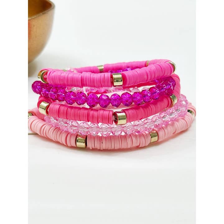 Pink Palette Stackable Clay Bead Bracelets for wholesale by Love and Repeat