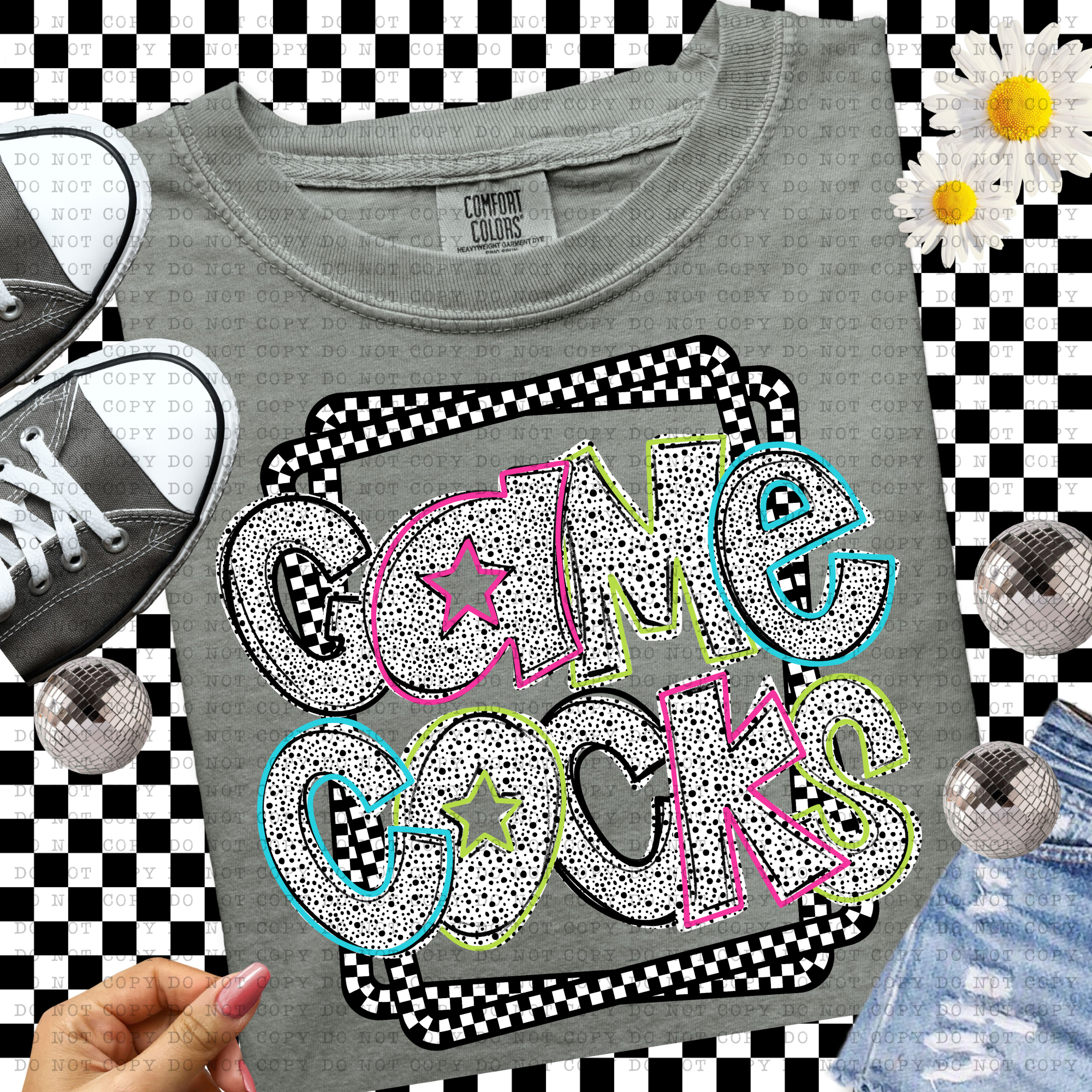 K and M Designs – Engroshandel Sublimationstryk – Gamecocks Dalmatian Dot Team Maskot DTF-overførsel0