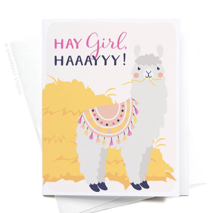Hay Girl Haaayyy Llama Greeting Card – FINAL STOCK for wholesale by Easyhand Goods – formerly Onderkast