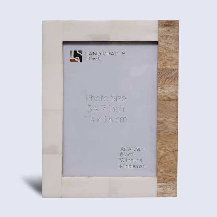Plain White & Brown Bone Inlay Picture Frame - 4x6 & 5x7 for wholesale by Muqeem & Brothers