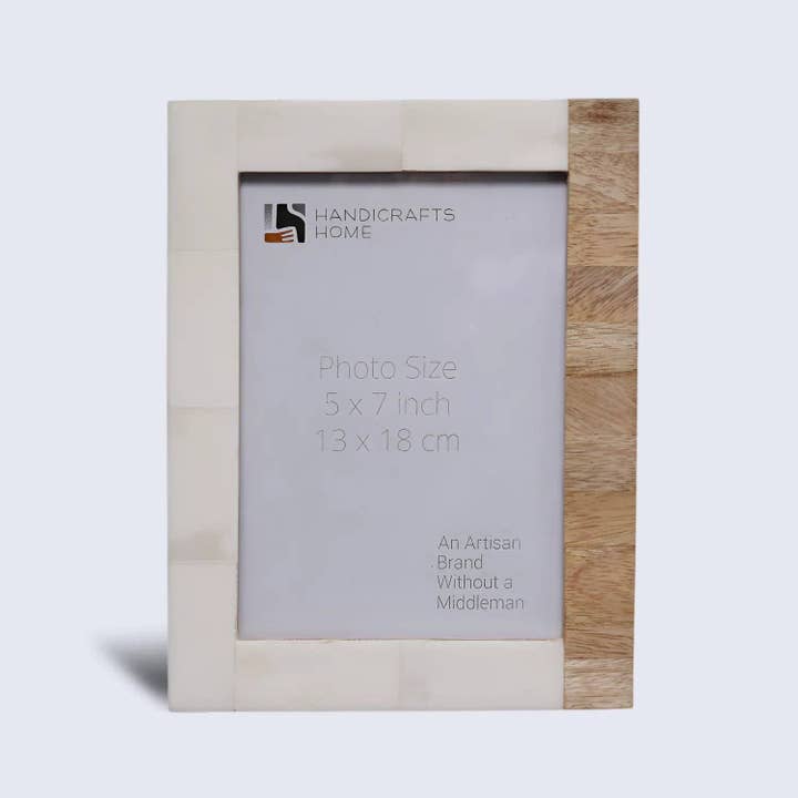 Plain White & Brown Bone Inlay Picture Frame - 4x6 & 5x7 for wholesale by Muqeem & Brothers