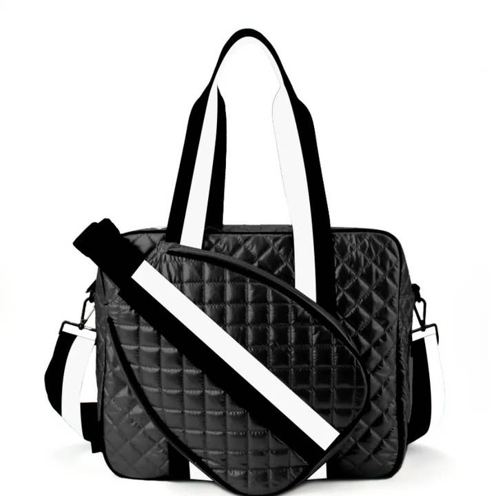 Lemonbella - Wholesale Sports Bag - Unisex - Judy Pickle Ball Tote Quilted Black