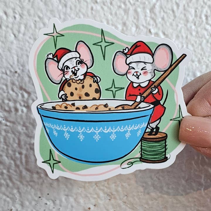 JoRetro - Vente Autocollant - Autocollant Pyrex Holiday Mouse - Guirlande de flocons de neige