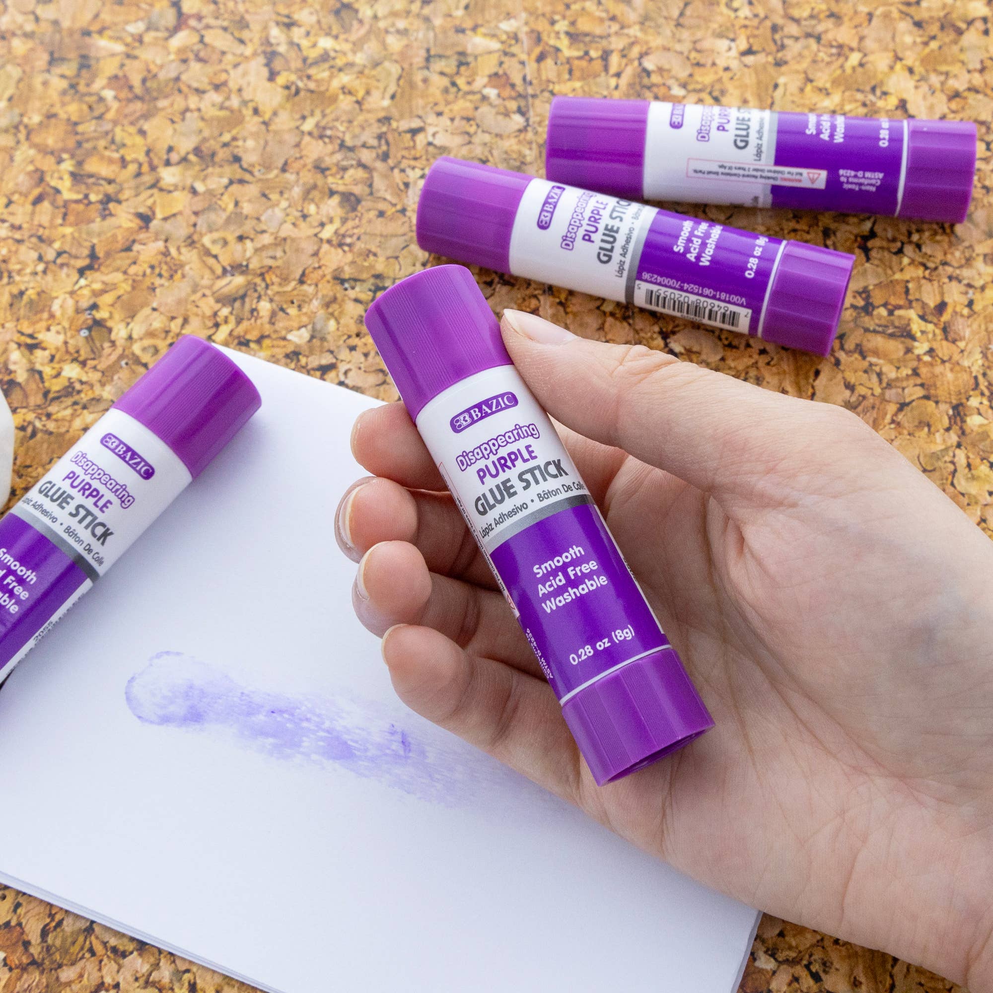 BAZIC Products - Wholesale Glue - Glue Stick Washable Disappearing Purple 0.28 oz (12 Sticks)4
