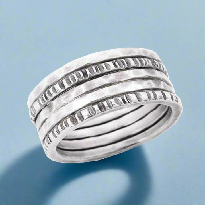 J + I Jewelry - Wholesale Band/Stacked Ring - Silver Amalgam Band1