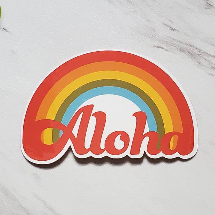 Aloha Retro Rainbow Sticker for wholesale by Aloha Lovely