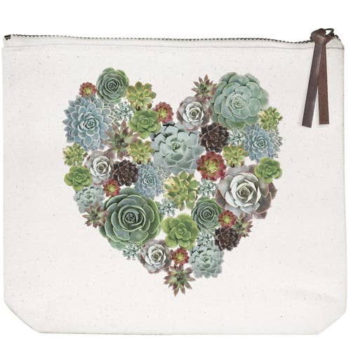 Succulent Heart Canvas Pouch for wholesale by Mary Lake-Thompson Ltd.