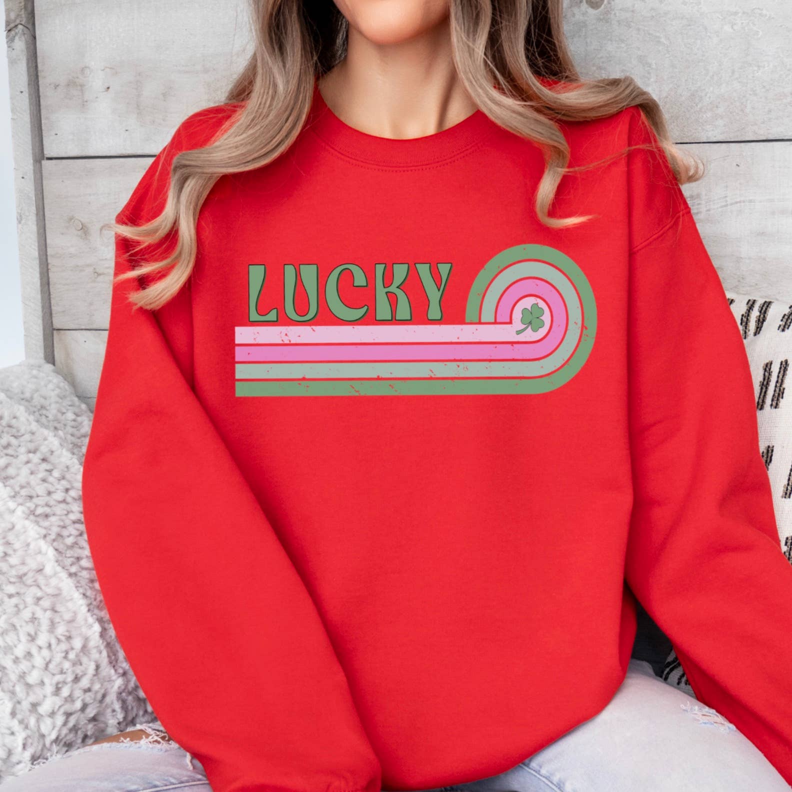 Shoppe SHC - Vente Sweat-shirt à imprimés – femme - Sweat-shirt ras du cou graphique chanceux de la Saint-Patrick7