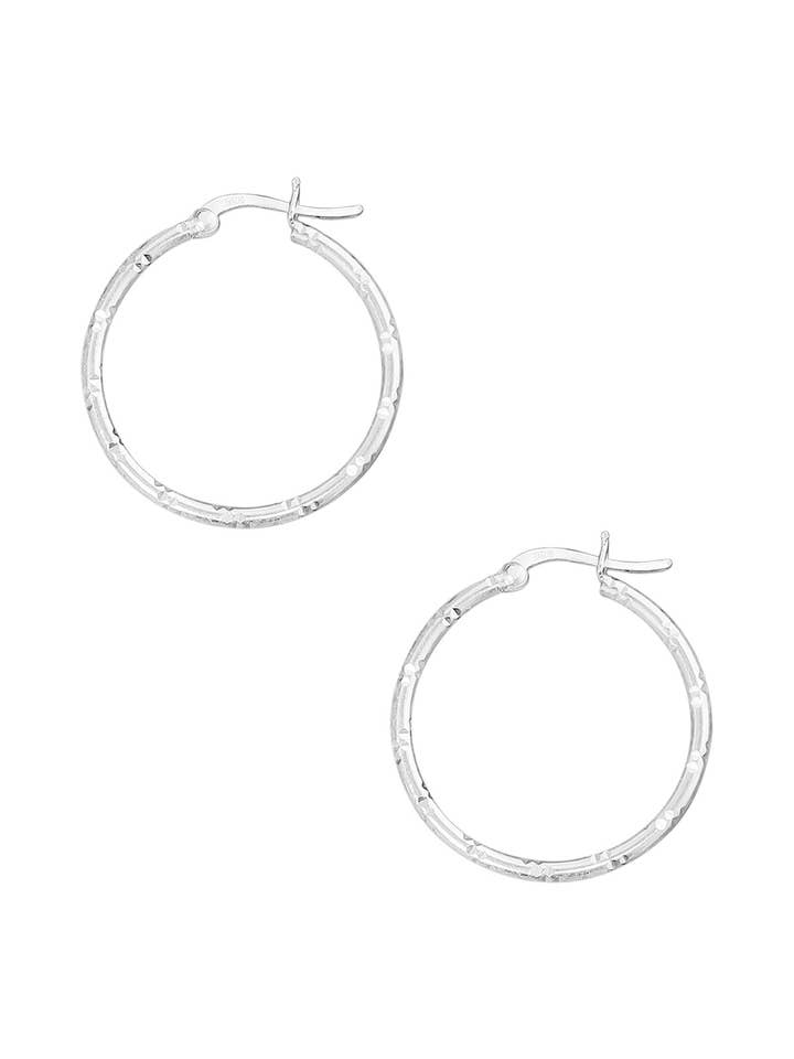 Sterling Silver Bambbo Pattern Hoop Earrings - SS for wholesale by Zoey Simmons