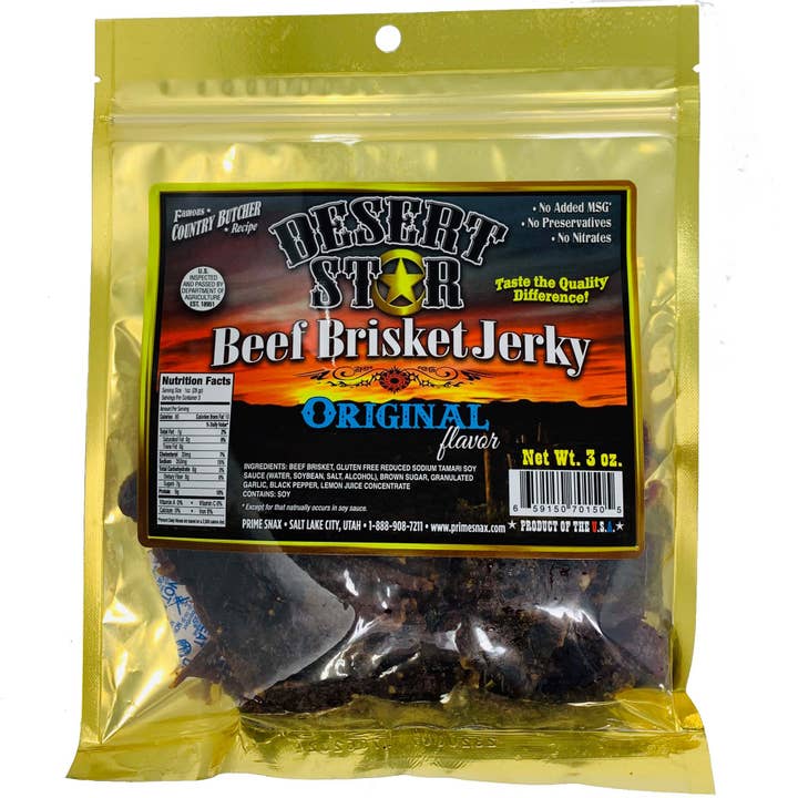 Cow Crack Wholesale - Wholesale Jerky - Desert Star Beef Brisket Original 3 OZ