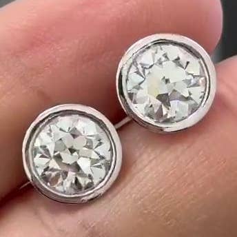 Old European Cut Rounds Diamond Stud Earrings | IGI Certified for wholesale by Nova Jewels LA