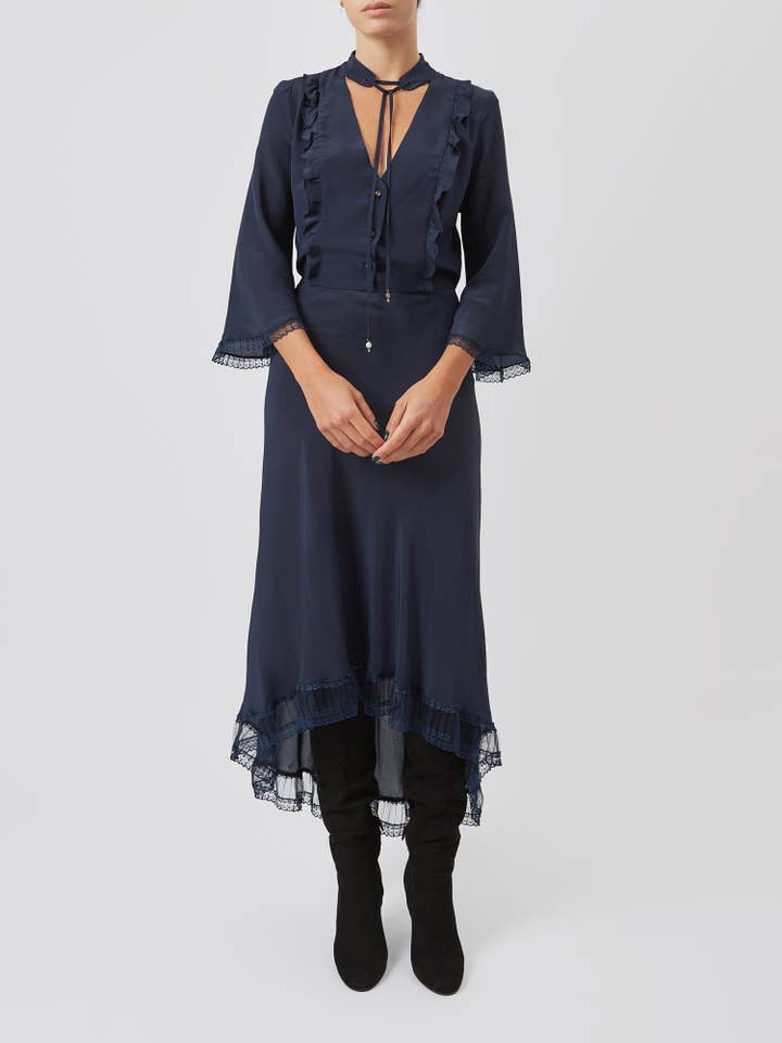 Bias Cut Silke Midi Kjole for engroshandel hos ANT WOMAN COLLECTION